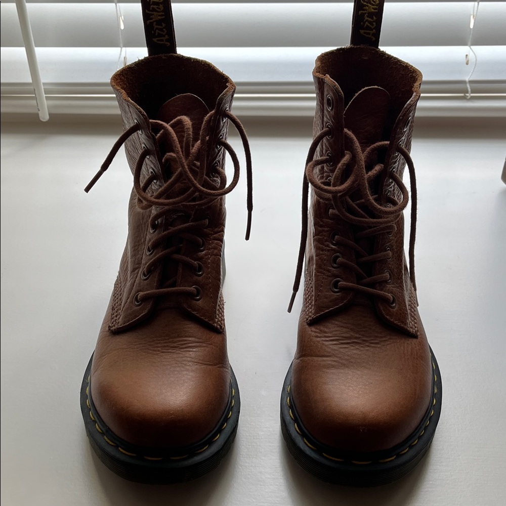 Dr Martens Brown Leather Lace-Up Boots
